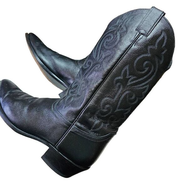 Justin Boots sz 12 D Mens Black Western Leather Rodeo Boots Mid Calf Cowboy - Picture 5 of 14